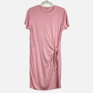 Kit and Ace Tie Waist T-Shirt Dress Pink Jersey Knit Casual Short Length Sz M